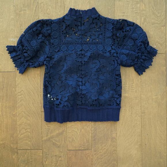 SEA New York‎ The Abby Lace Puff Sleeve Top / Navy XS - Picture 10 of 10